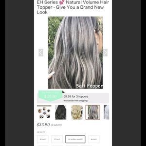 Grey Hair Topper 14"